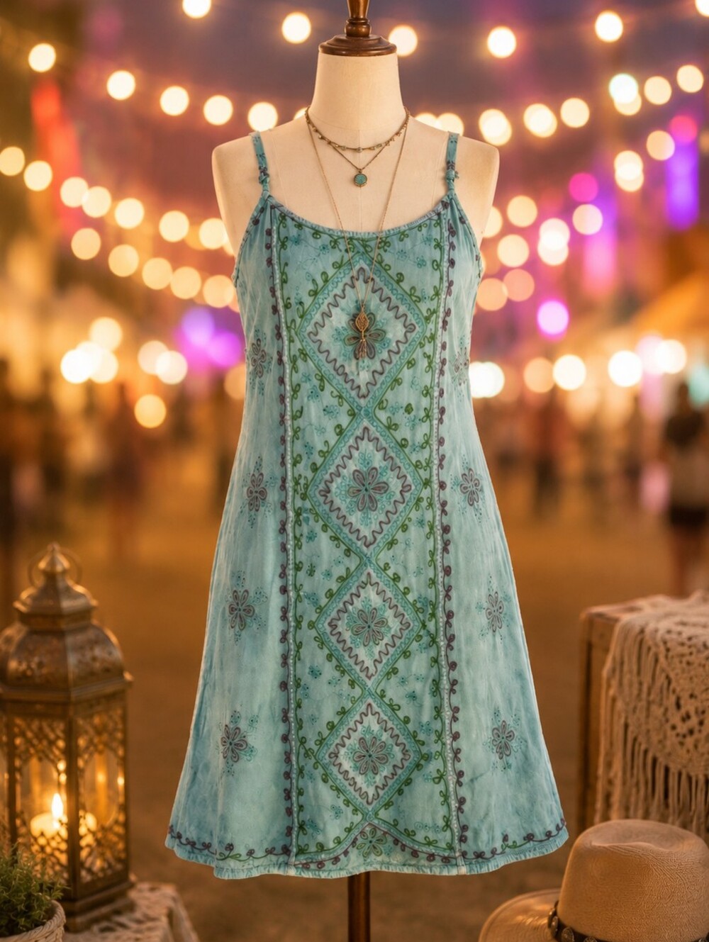 Gypsy Rose Embroidered Boho Sundress‎